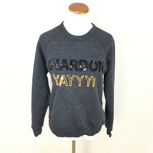 Bow & Drape Chardonnay Gray Sweatshirt Sequin‎ Women’s Sz Small